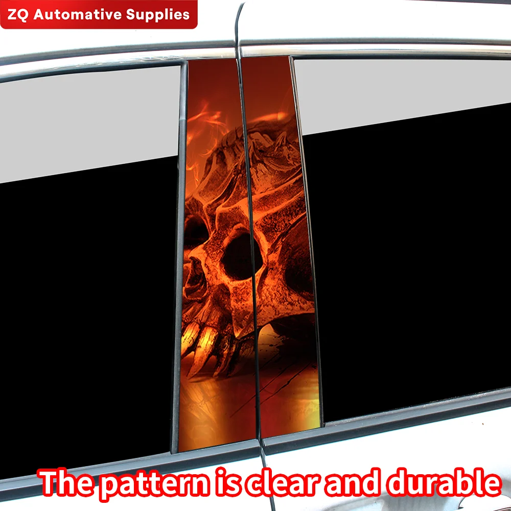 ملصقات سيارة جمجمة مقاومة للماء ، عمود ب أوتوماتيكي ، عمود مركزي ، زخرفة رعب ، خدوش تغطية ، شارات فينيل ، إكسسوارات سيارات