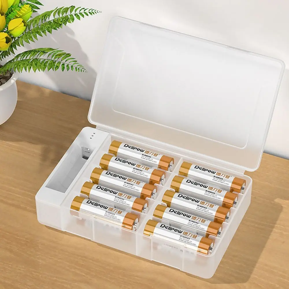 Secure Locking Battery Holder with Tester Holds 20 Cell Stackable Transparent Battery Case Space Saving Large Capacity