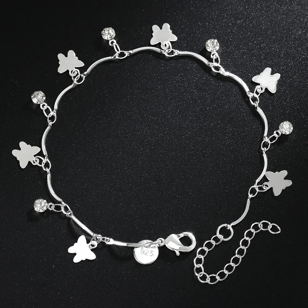 Zhubobo-pulseras de plata de ley 925 Charm925 para mujer, cadena de mariposa de circón, joyería fina elegante para fiesta de boda y Navidad