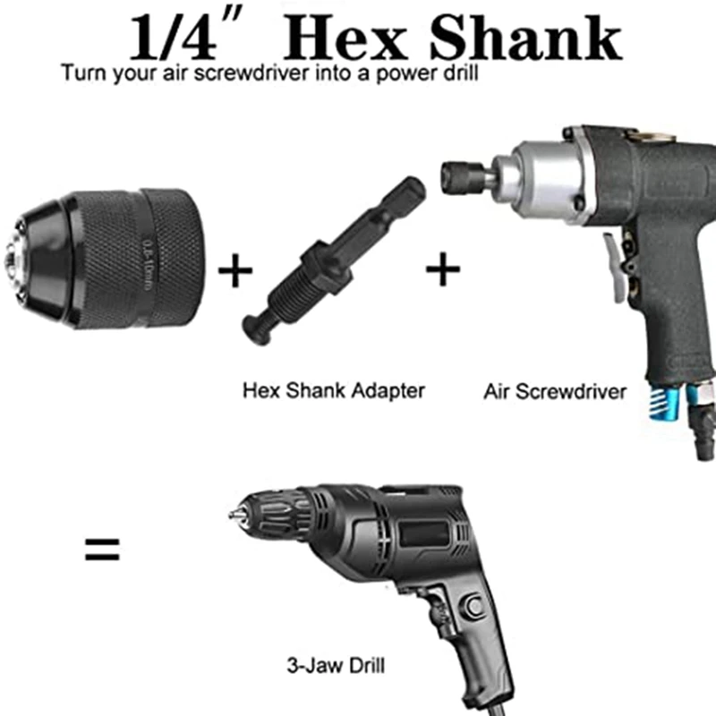 0.8-10Mm Professional Keyless Drill Chuck Adapter 3/8Inch-24 Thread Quick Change Adapter 1/4Inch Hex 1/2Inch