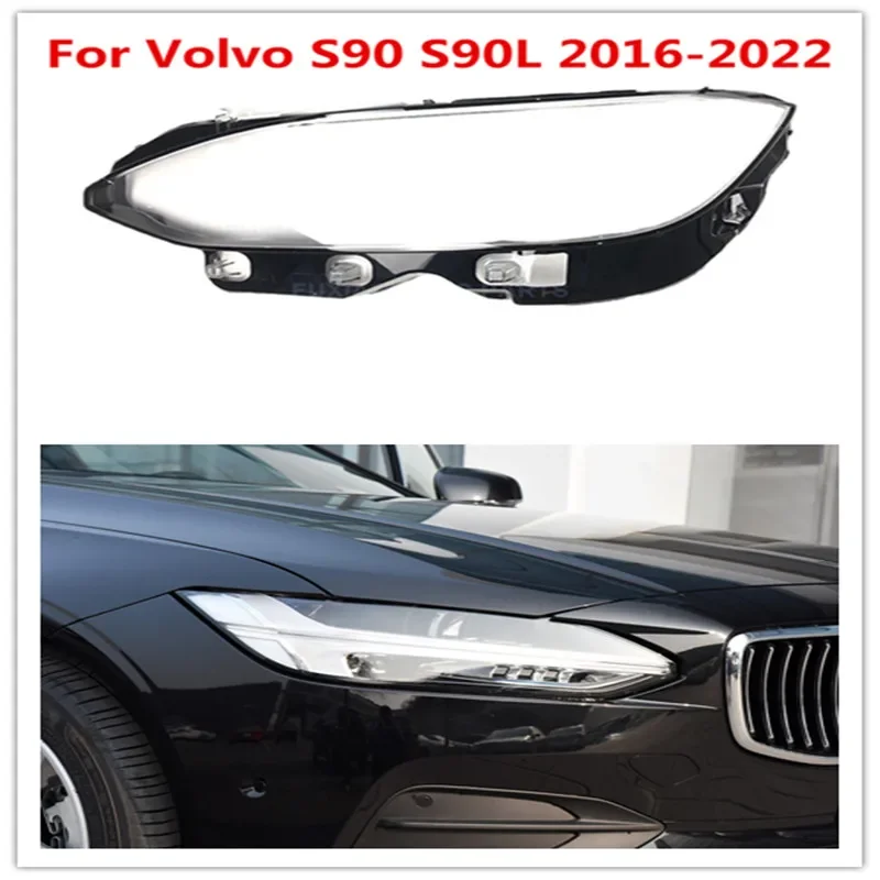 

HTTCY For Volvo S90 S90L 2016 2017 2018 2019 2020 2021 2022 front Car Headlight Cover Lens Shell Lampcover Lampshade Headlamp