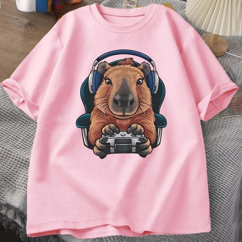 Unisex Gamer Capybara Shirt, Capybara Tank Top, Graphic Cute Rodent T-shirt, Funny Animal Gaming with Controller, Unique Tops