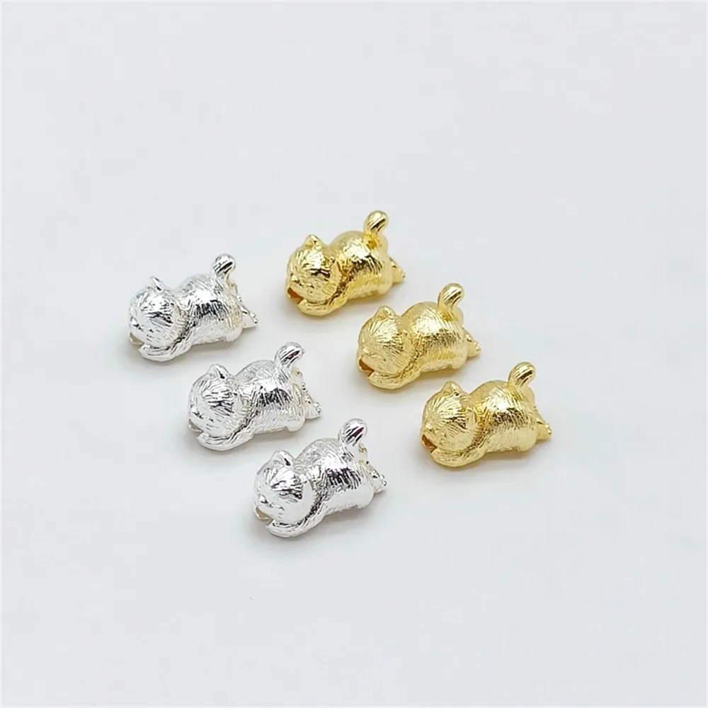 

Silver 18K Copper-encrusted Gold Pappa Cat Through-hole Bead Handmade DIY Bracelet, Necklace, Bracelet, Cat Accessories