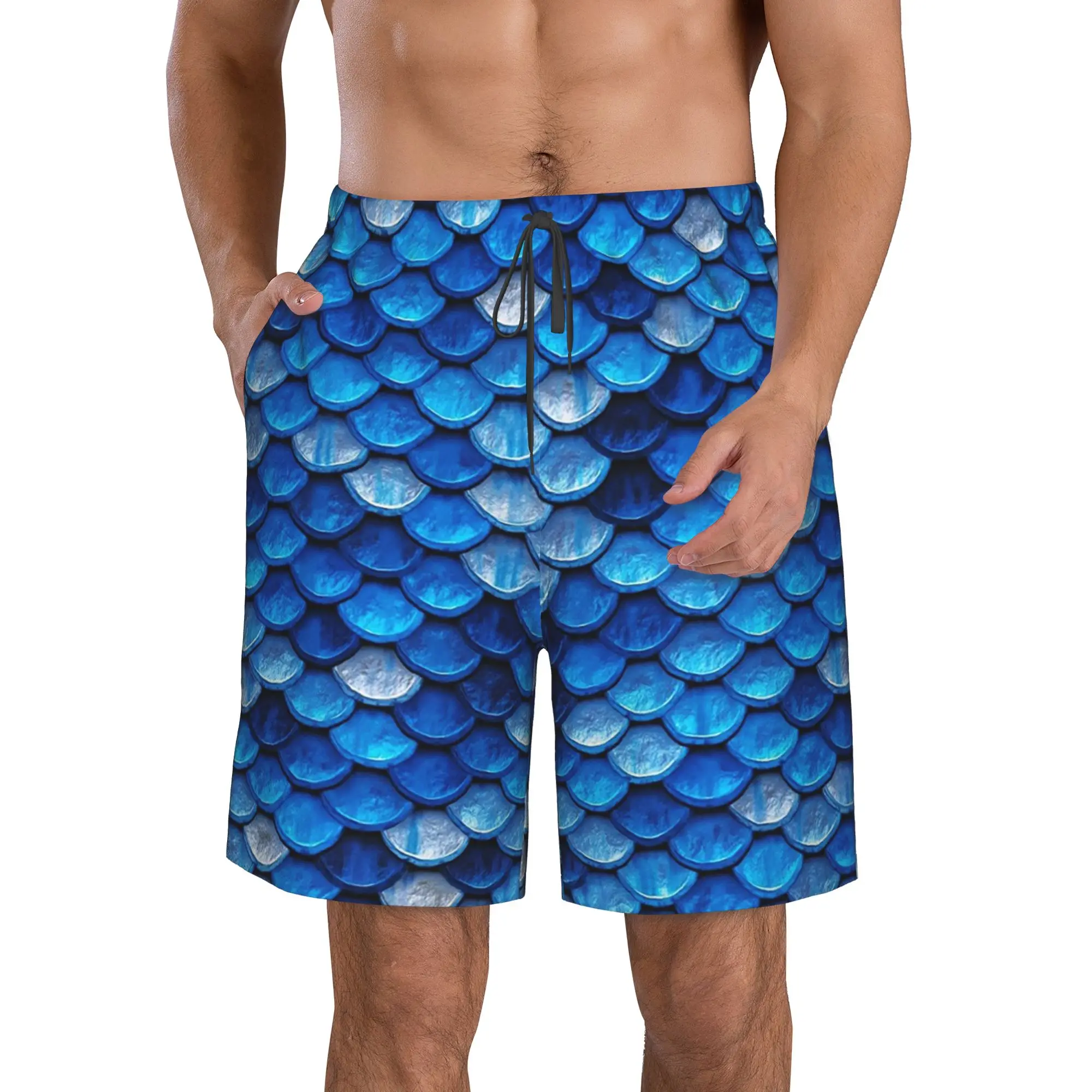 Mermaid Fish Scale Dazzling Scales Trunks Beach Board Shorts Casual Quick Dry Swimming Summer Men Pants