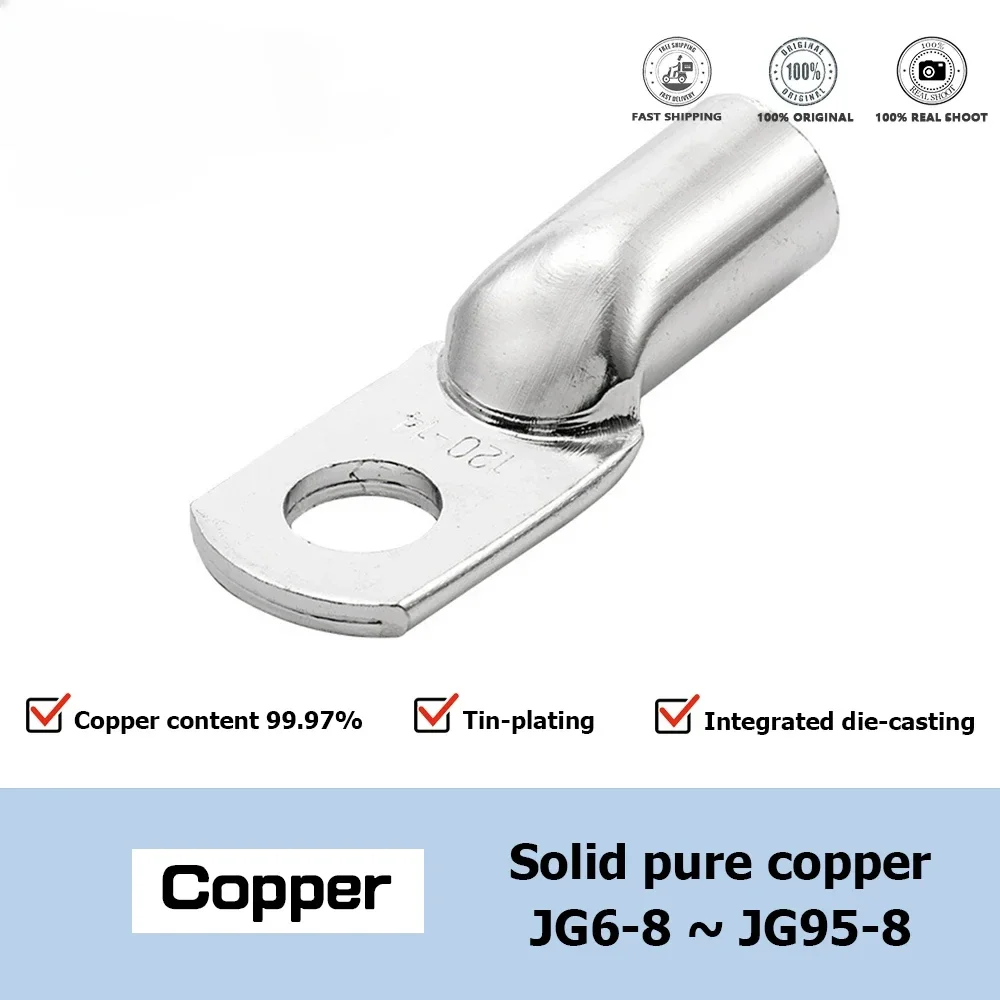 

Copper Terminal Crimp Terminal Ring Lug Tin plated Terminal For Connection Electric cable Power M6 M8 M10 M12 Solid Connector