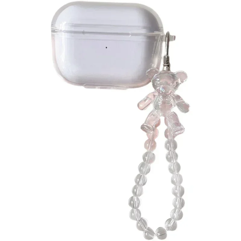 귀여운 UGREEN HiTune S3 / T6/T6S/ H6pro H5 T3 케이스, 만화 곰 손목 체인 이어폰 실리콘 투명 커버, HiTune T6