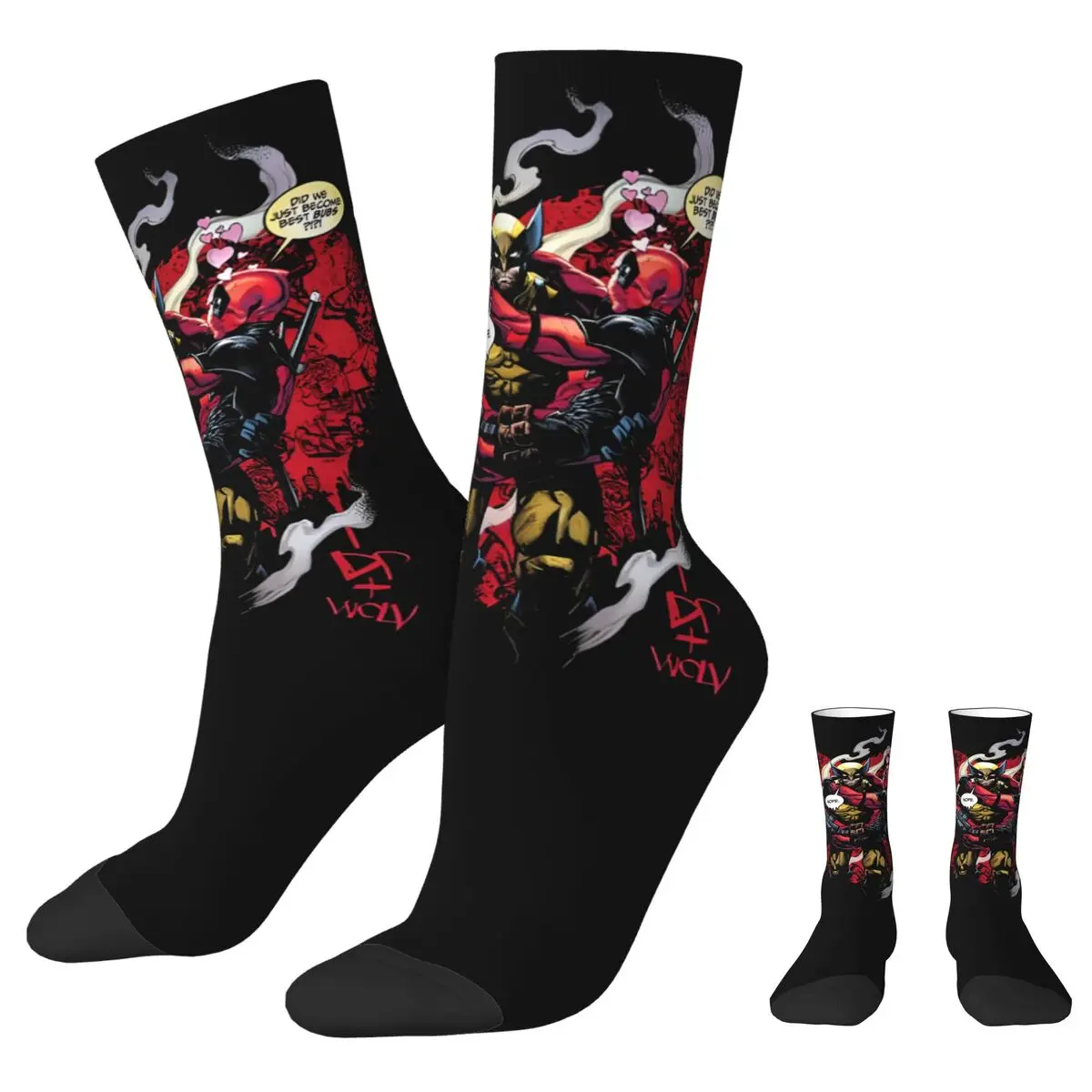 Deadpool & Wolverine Together Socks Men Women Casual Friendship Socks Crazy Spring Summer Autumn Winter Stockings Gifts