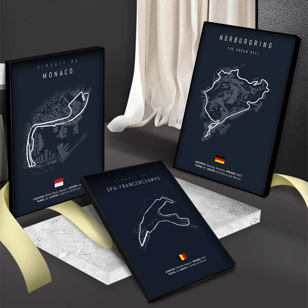 30x40cm black photo frame plus Monaco Imola F1 track canvas picture frame can be hung on the wall track map poster photo frame view 4