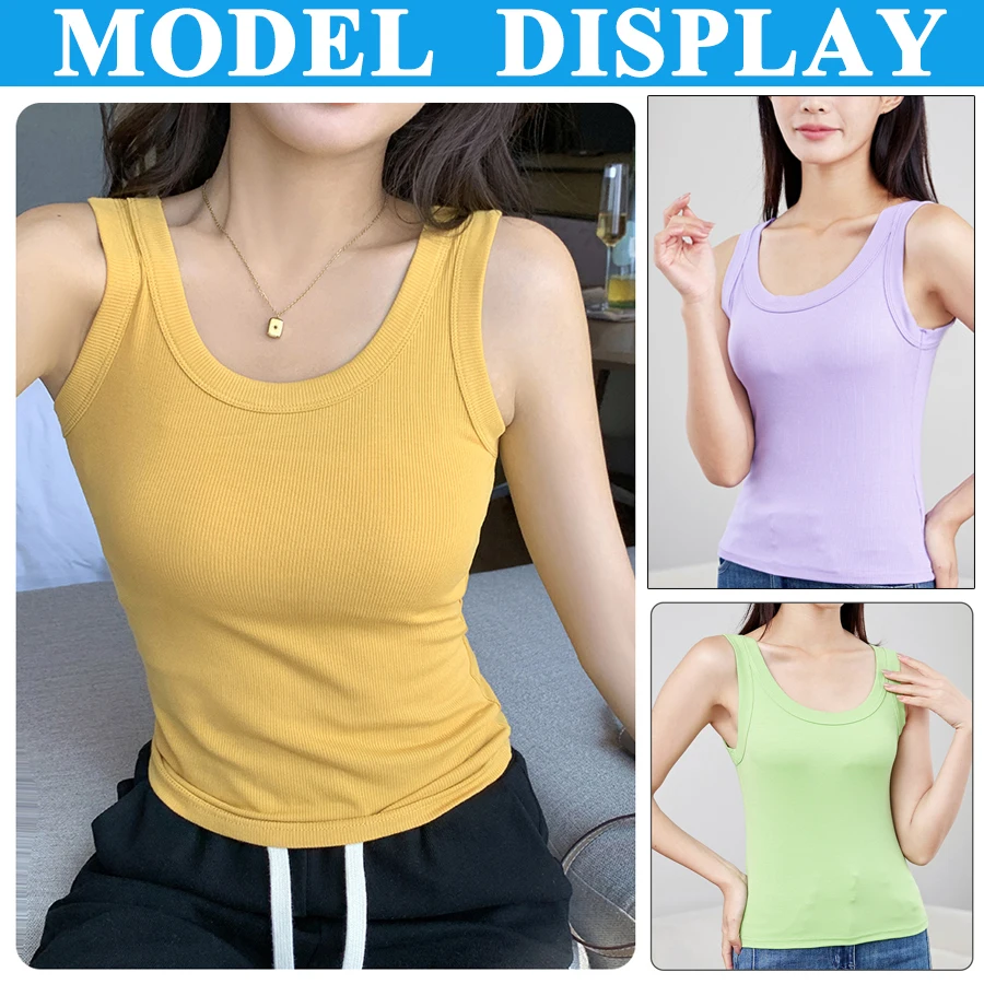 Sexy Tank Tops Women Colorful Running Sports Soft Solid Modal Screw Thread High Elasticity Slim Vest Girls 9 Colors