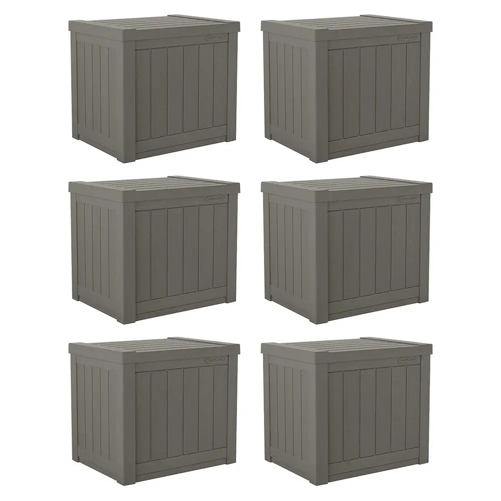 

SS500ST 22 Gallon Small Resin Outdoor Patio Storage Deck Box 6 Pack