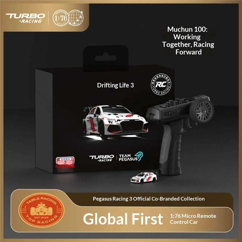 Turbo Racing RC Race Car Official Licensed Pegasus 3 C78 1:76 Scale Ultra Mini Tabletop Racing Model For Hobbyists Collectors