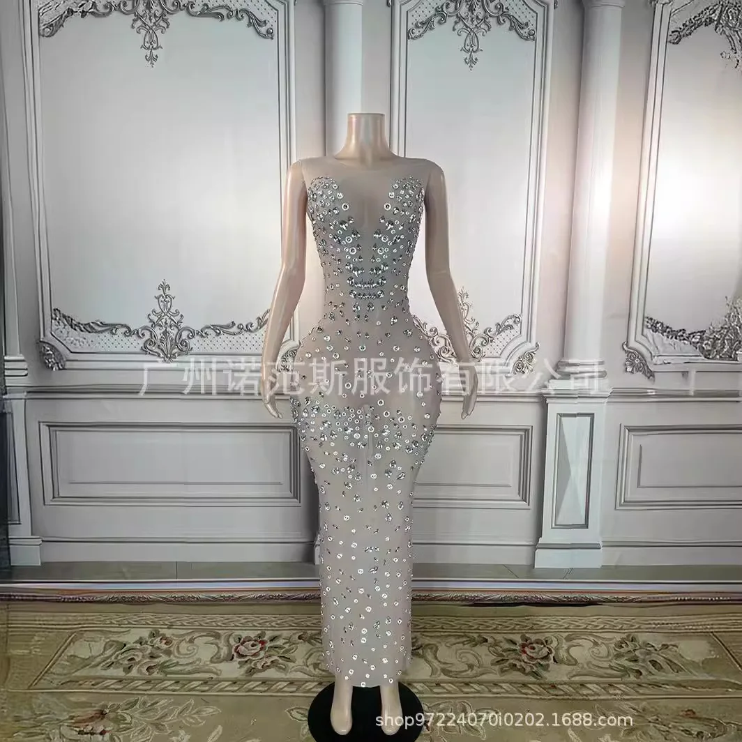 Damska luksusowa, błyszcząca sukienka bez rękawów z długimi rękawami - seksowna dla kobiet na imprezy Sukienki damskie na imprezy i wesela