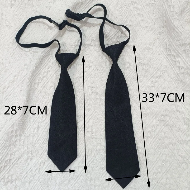 Factory price available for bulk uniforms, polyester without knots, short neckties, solid black photography props, uniform acces