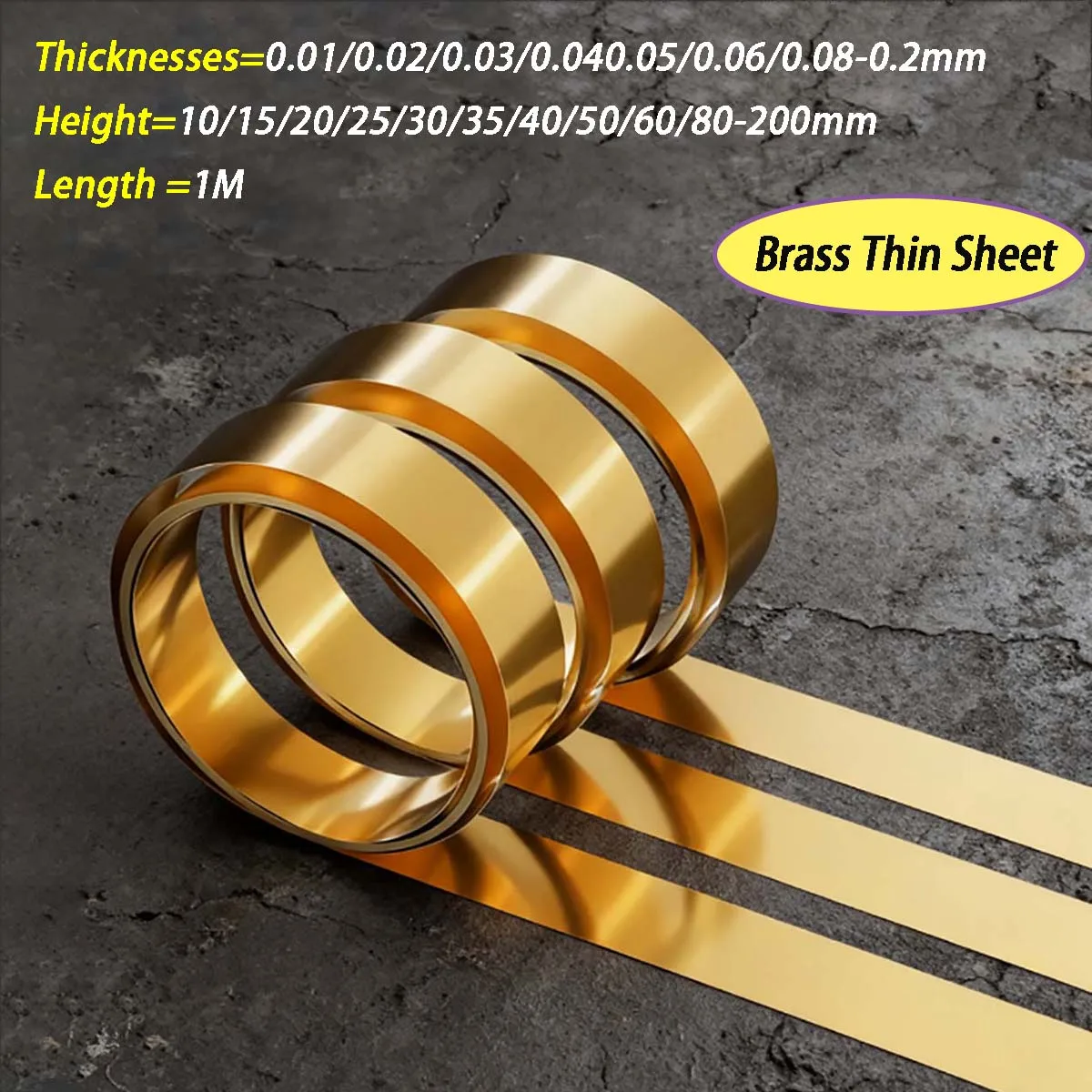 Thick 0.01/0.02/0.03/0.04-0.2mm Brass Sheet Brass Flat  Width 10-200 Mm Brass Metal Thin Sheet Foil Plate Length 1000mm