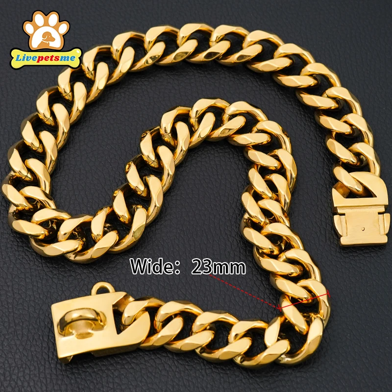 Imagem -03 - Coleira de Corrente de Cão de Chew Proof Pet Chains Cuban Link Coleiras Grandes 23 mm Aço Inoxidável