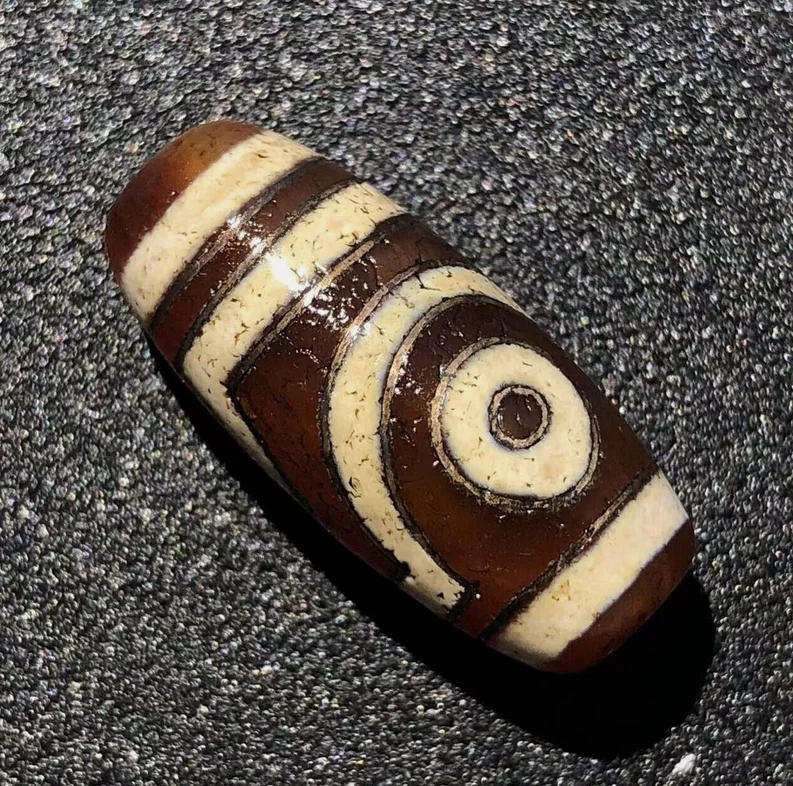 Magic Tibetan Old Agate silver Inlaid 2Eye totem dZi Bead13*29mmN007