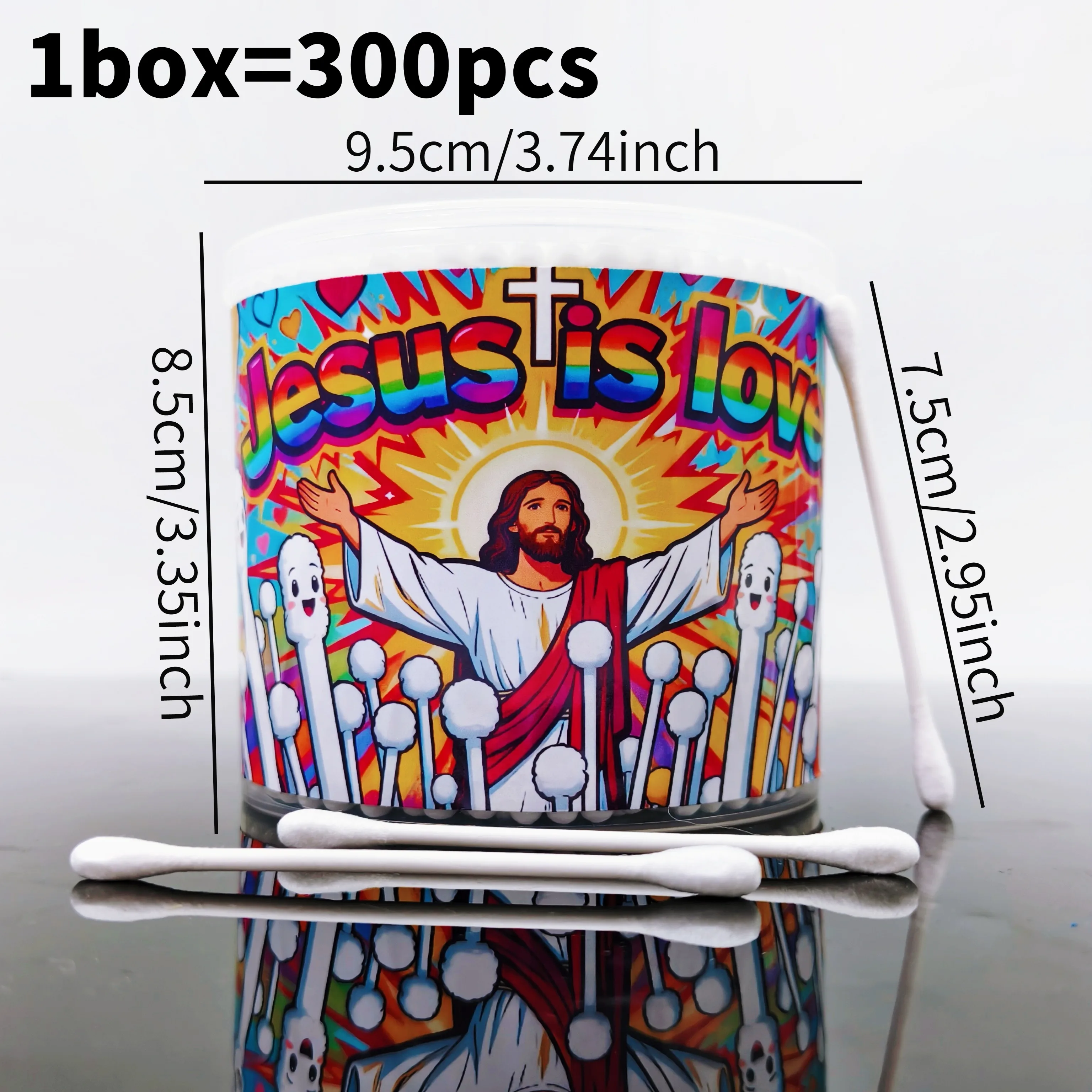 300 Stück/600 Stück Wattestäbchen mit religiösem Thema, Jesus Retter, kreative doppelköpfige Wattestäbchen, Jesus-Geschenk-Wattestäbchen