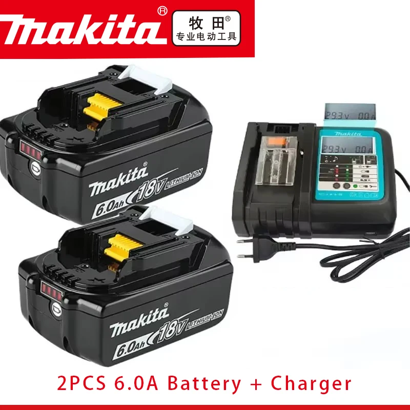 Batería de herramienta eléctrica japonesa Makita, 18V, 6,0 Ah, DDF487, DGA404, DTW700, DHP487, reemplazo de batería de carga LED