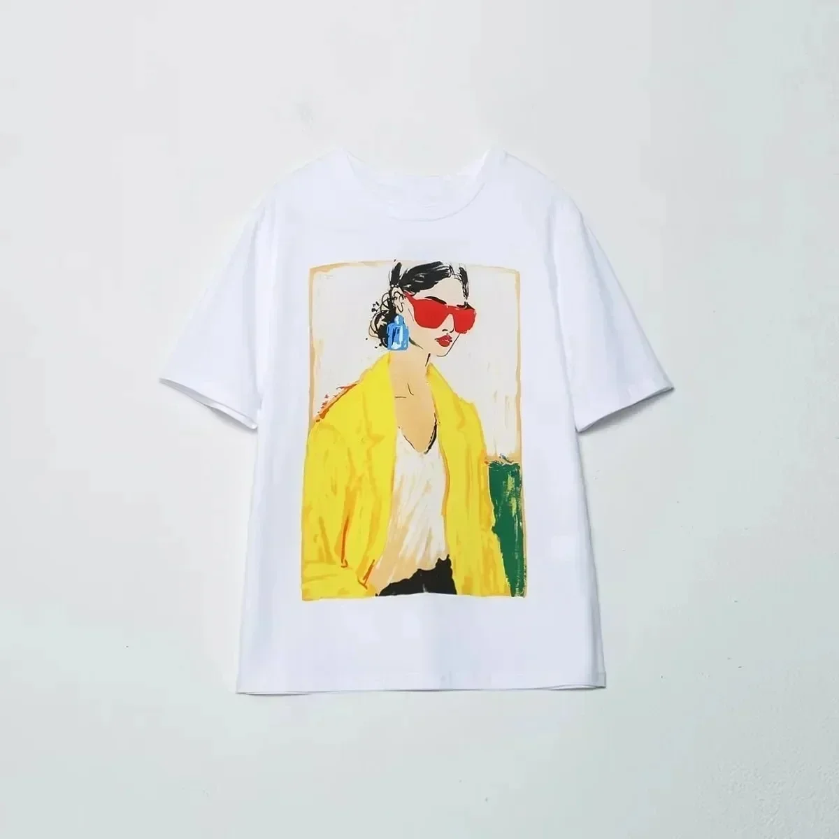 T-shirts for Women Y2k Embroidery O Neck Harajuku Vintage Short Sleeve Tee T Shirt for Women Stitch Tops Blouse 2024