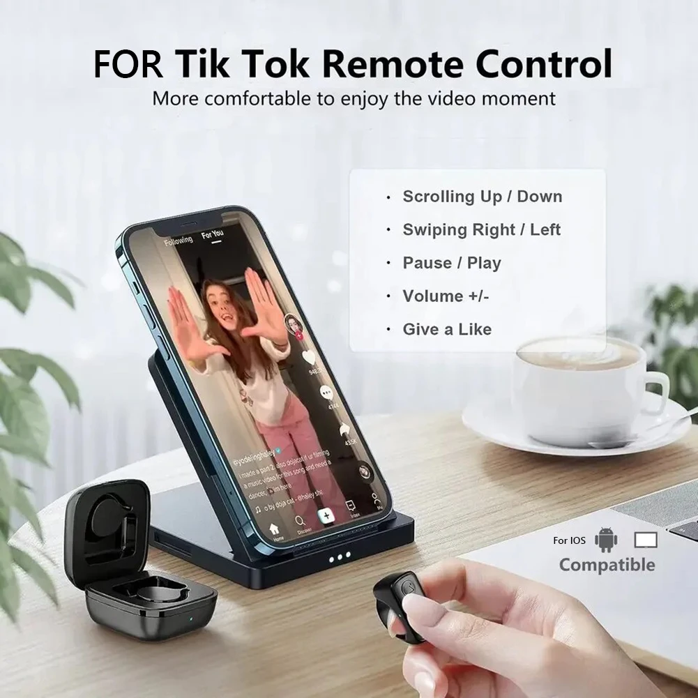 E-Reader Controller Bluetooth-Compatible 5.0 Camera Shutter Page Turner Clicker Remote Ring Clicker for Kindle Paperwhite/Oasis