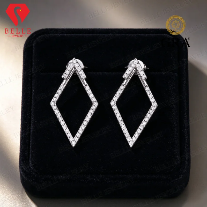 여성을 위한 모이사나이트 다이아몬드 모양의 스터드 귀걸 - Earrings 리뷰 및 가격