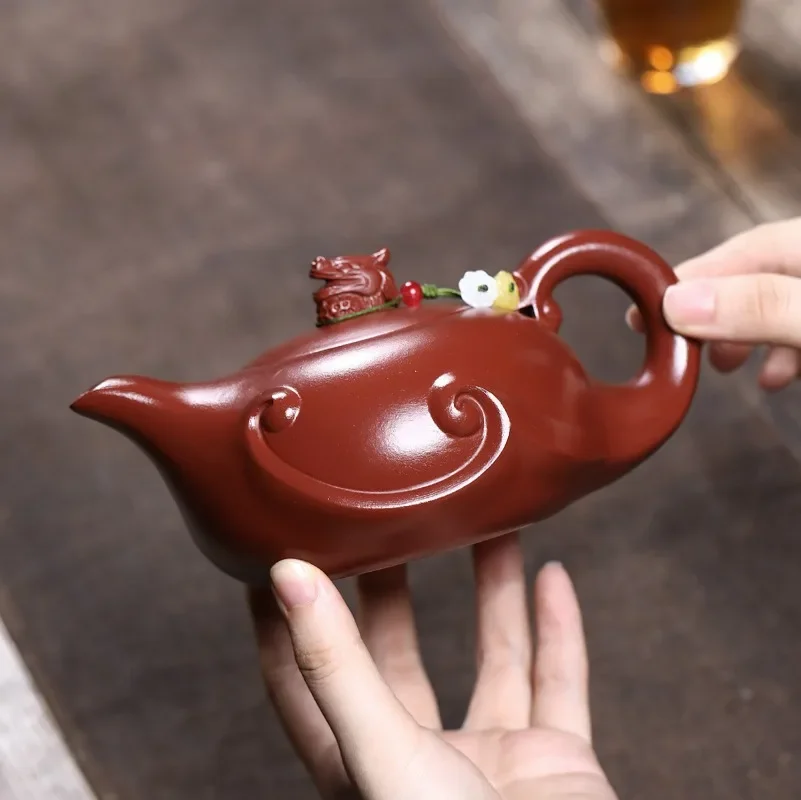 340ml Yixing Zisha Teapot Made From Raw “Dahongpao” Clay Home-Use Teapot