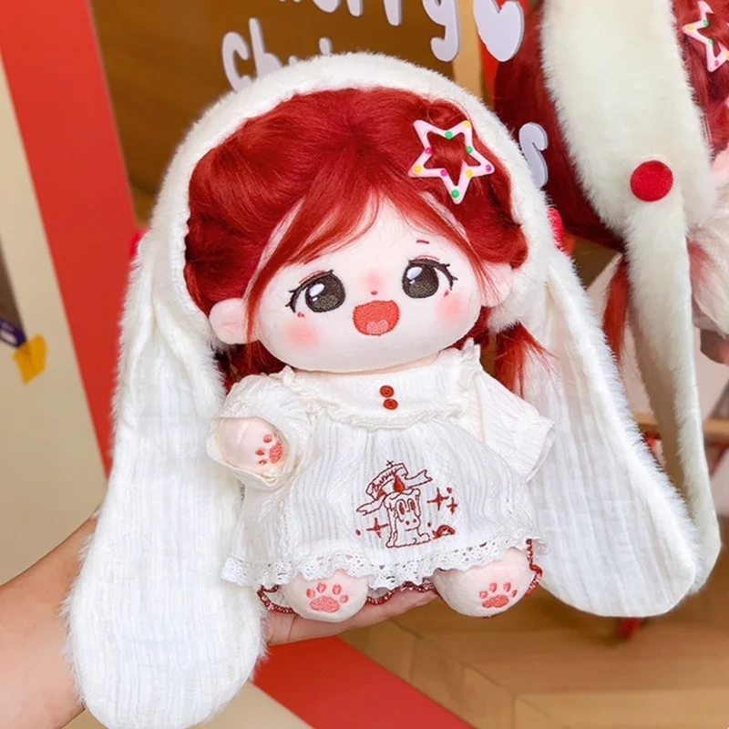 ชุดนอนกระต่ายหูยาวขนฟูน่ารัก ขนาด 10 ซม. 20 ซม. ทำจากผ้าฝ้าย สำหรับตุ๊กตา ชุดเดรส ของเล่นแต่งตัว สำหรับตกแต่งเสื้อผ้าตุ๊กตา