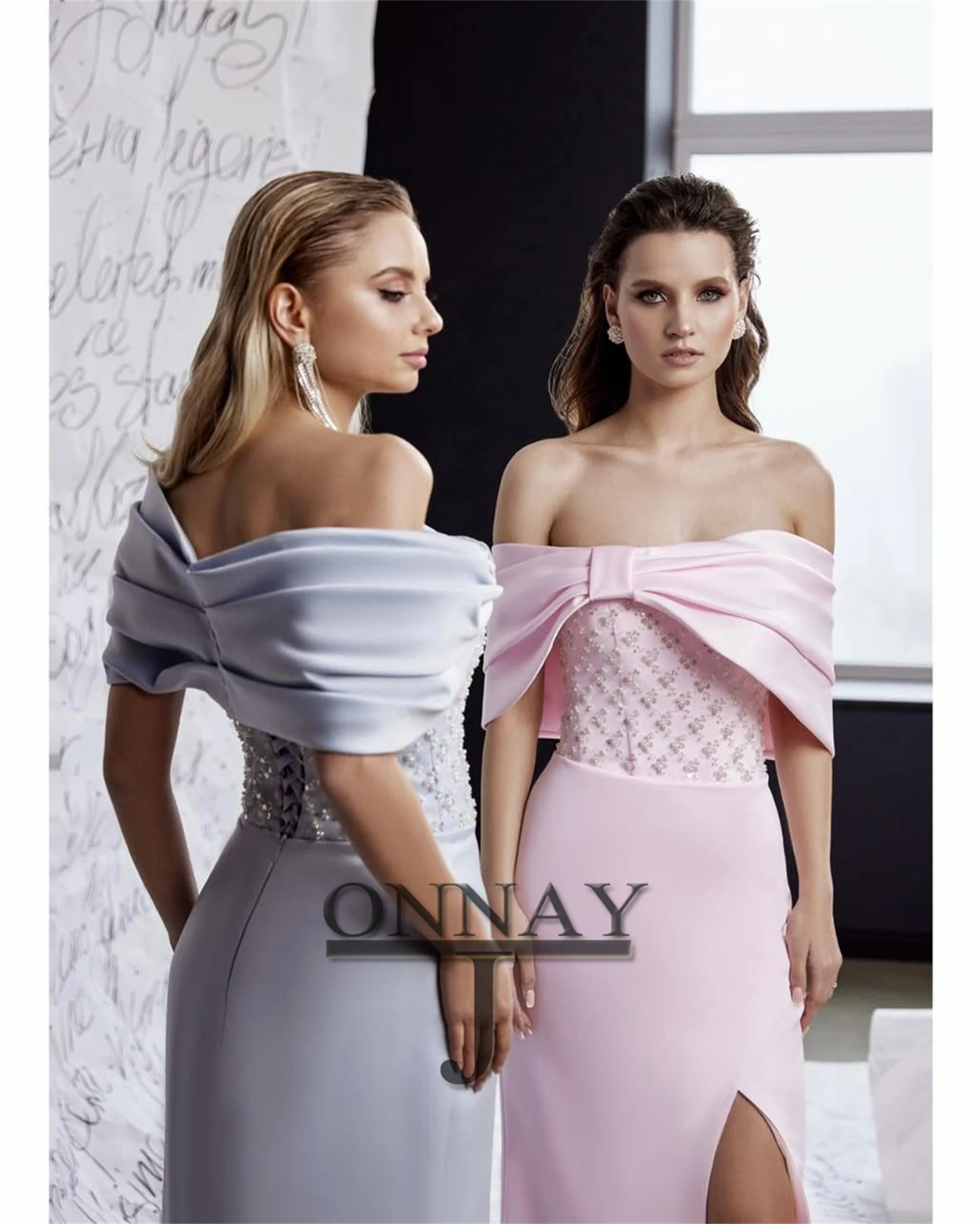 فساتين حفلة موسيقية كلاسيكية مخصصة حورية البحر للنساء قبالة الكتف المحدبة مع شق ضفائر دبي الكويت Robes De Soiree Plus #2