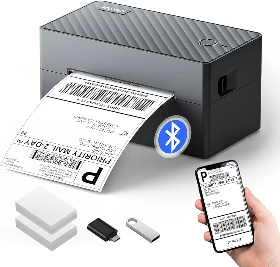 

PEDOOLO Label Printer, Bluetooth Shipping Label Printer, 4x6 Thermal Printer for Shipping Packages, Compatible with Android.iOS.