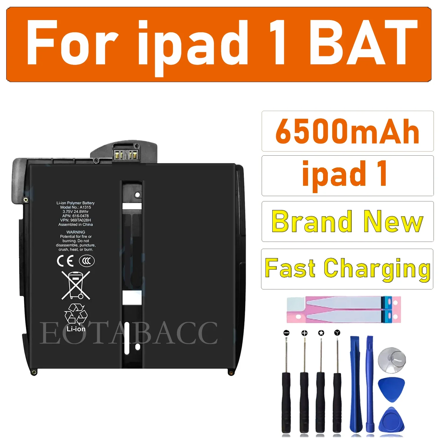 EOBATACC 100% New Battery ipad 1 BATTERY For Apple Battery + Free Tools