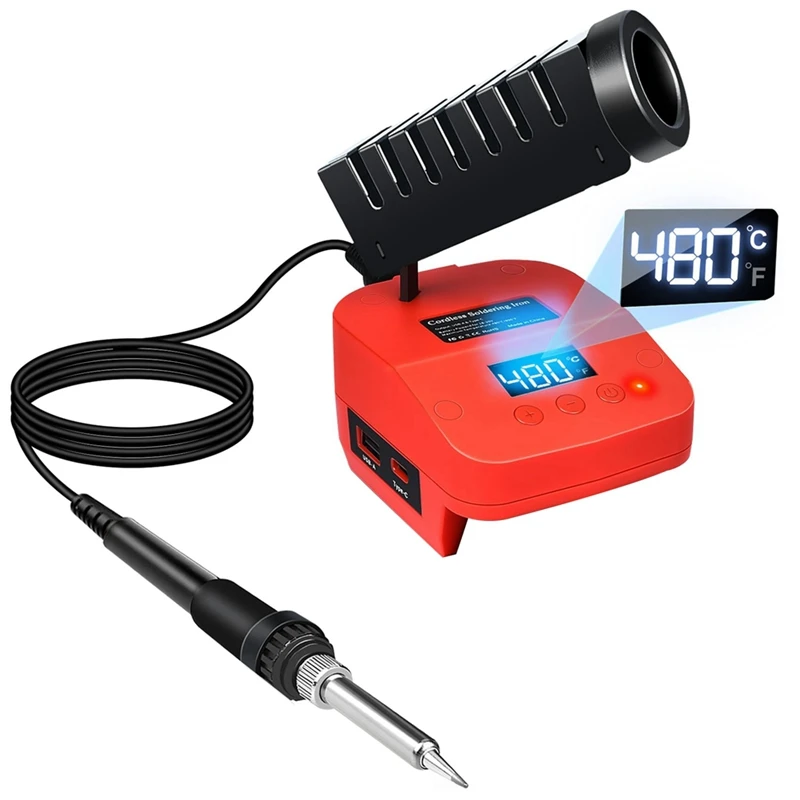 Soldering Iron Station For Milwaukee M18 18V Battery Cordless Soldering Iron With Digital LCD Display,USB&Type-C Port