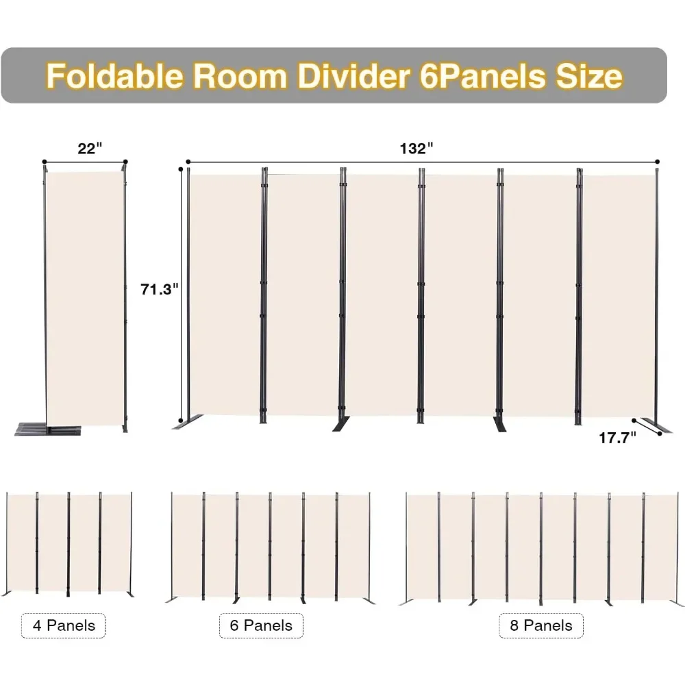 Imagem -06 - Folding Privacy Screen Room Divider com Pés de Apoio Mais Amplo Separador de Partição Home Decor Jardim Painéis