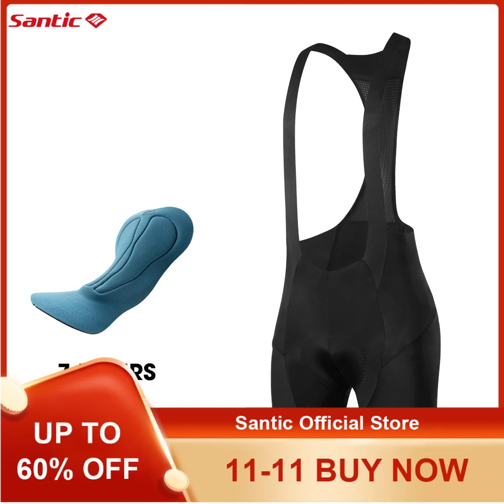 Santic Men's Cycling Bib Shorts Imported Cushion Cycling Outdoor Cycling Wear High Elastic Reflective