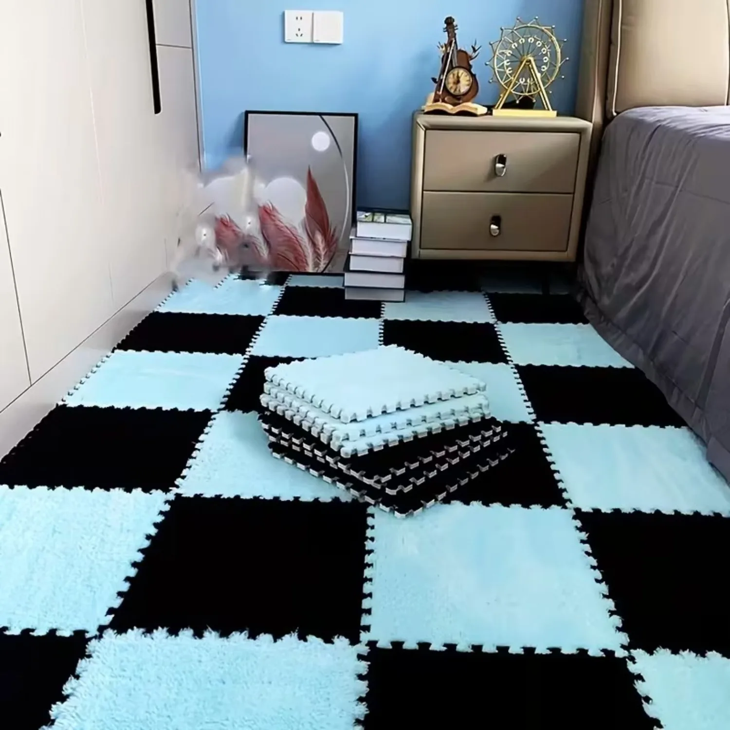 แผ่นรองคลานเด็ก ขนาด 30*30 ซม. ผ้าพลัฌนุ่ม ปลอดสาร BPA ป้องกันการล้ม ใช้เป็นแผ่นกิจกรรมกีฬา ตกแต่งบ้าน