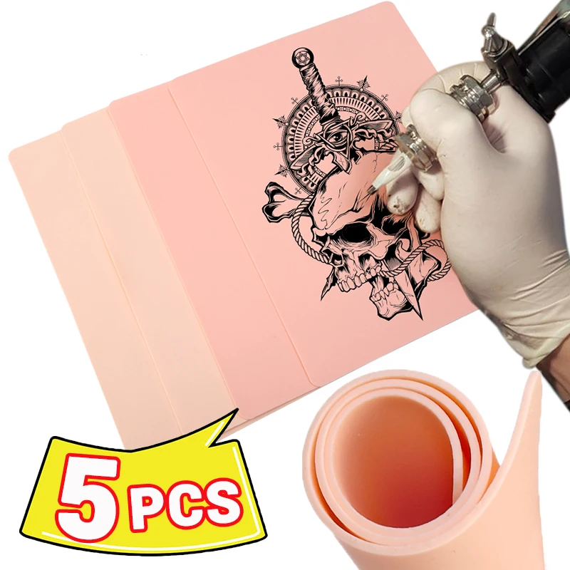 

1-5pcs Tattoo Blank Practice Skin Double-Sided Silicone Eyebrow Tattooing Permanent Makeup Beginner Fake Skin Exercise Tool Pink