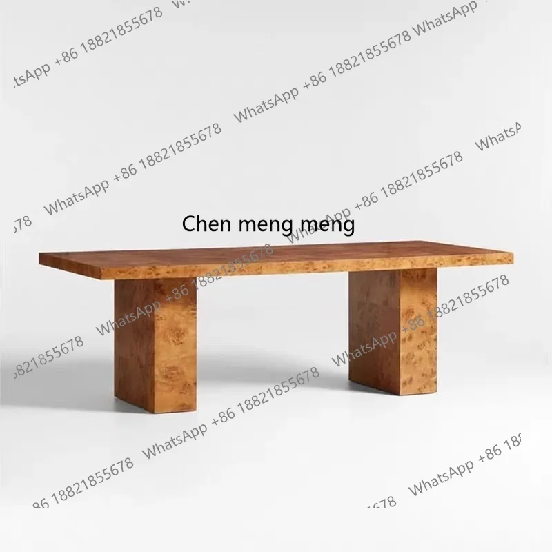 Medieval solid wood, pattern price art dining table, retro rectangular oak home dining table
