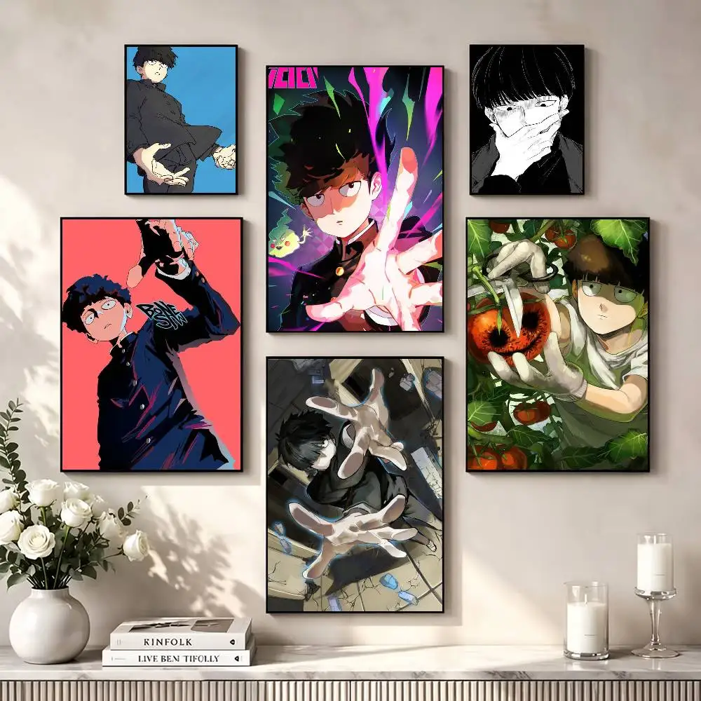 Mob Psycho 100 Shigeo Kageyama Poster Waterproof Wall Art Sticker For Bar Living Room Vintage Decor High Quality Print Gift