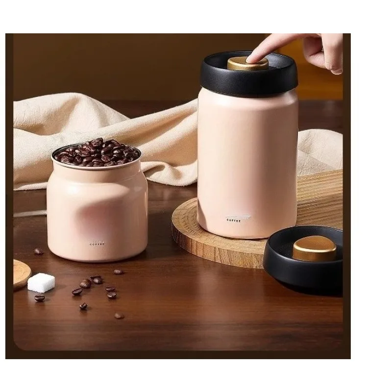 316 Stainless Steel Vacuum Sealed Coffee Bean Canister Lightproof Airtight Can for Coffee Beans Tea Coffee Powder Food Storage