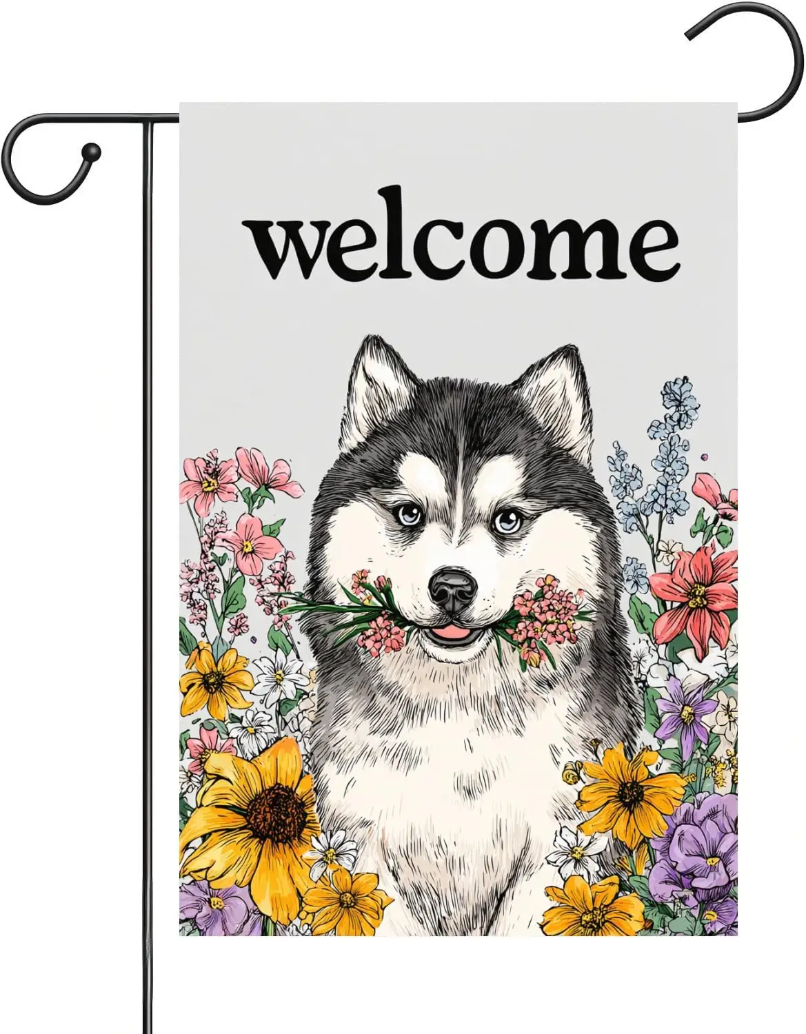 Husky Spring And Summer Welcome Garden Flag 12x18-Inch Vertical Double-Sided Farmhouse Outdoor Decoration Yard AAS