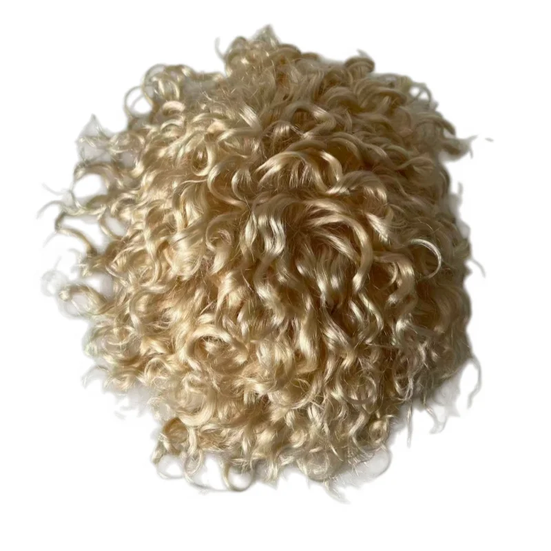 

613 # Светлые кудрявые накладные пряди из натуральных индийских волос, 20 мм, 7x9, для белых мужчин