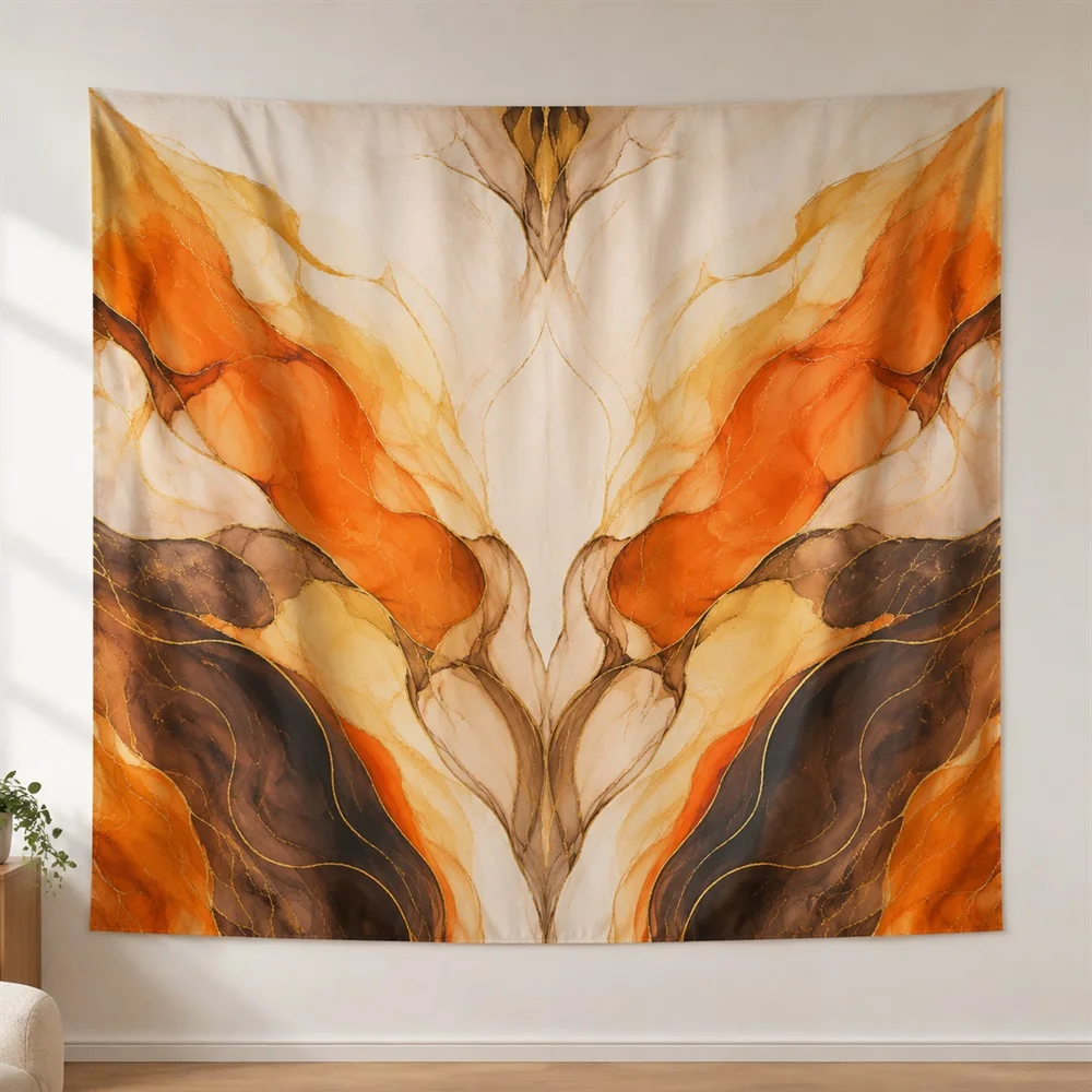VIKAMA Liquid Marble Mirror Symmetric Tapestry Wall Hanging, Modern Wall Decor Tapestries for Living Room Bedroom Entryway