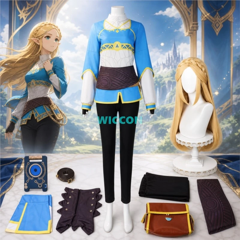 Princess Cosplay Costume Anime The Legend of Cosplay Breath of the Wild Wig Costume Outfit Woman Halloween Clothing Set