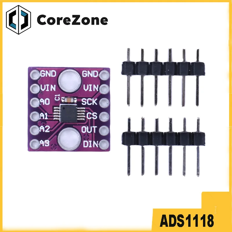ADS1118 16 Bit ADC SPI Communication Module Development Board