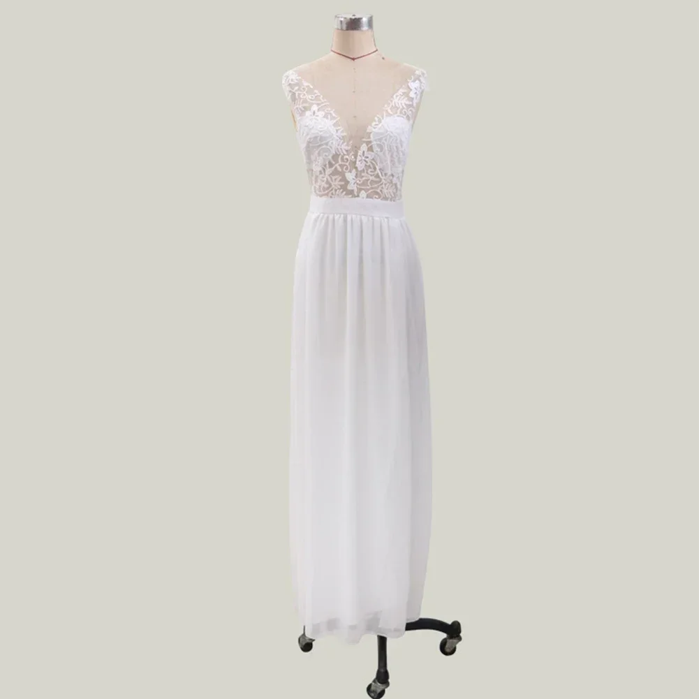 

New Fashionable Womens Dress Skirt Polyester Sleeveless Slight Strech Solid Color Wedding Chiffon Dress Elegant