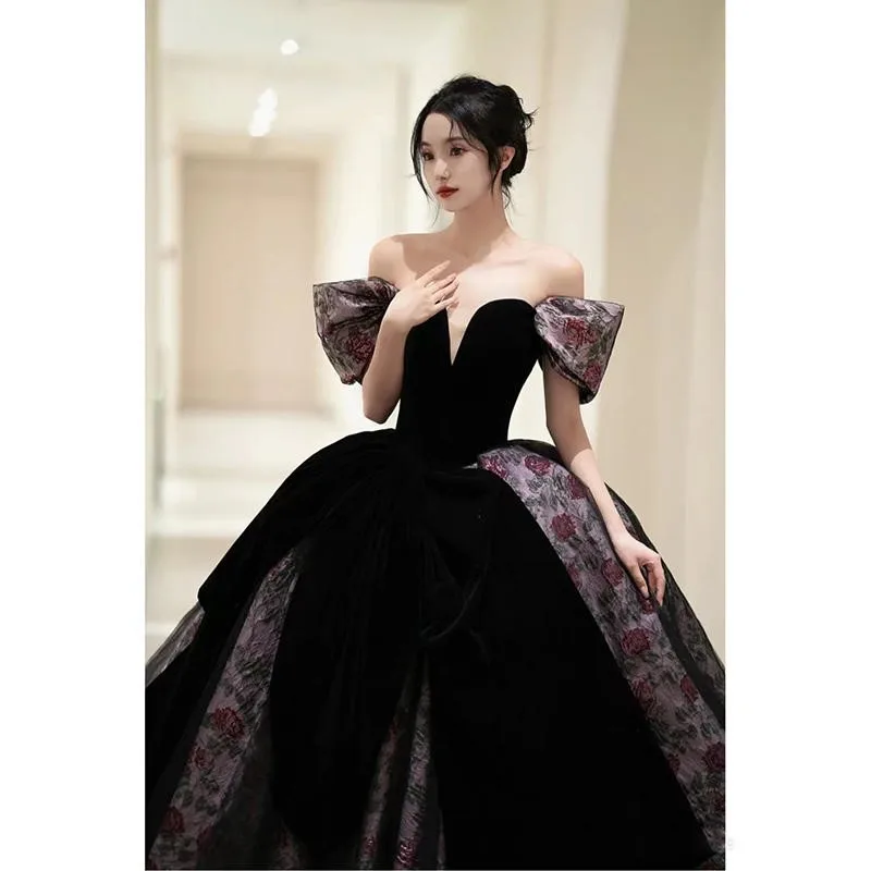 Top collar new banquet host human arts test vocal performance dress