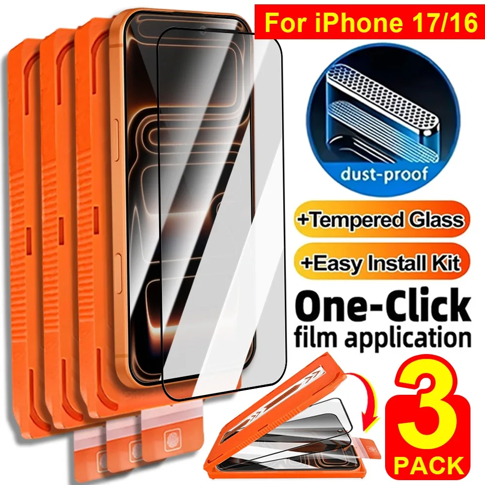

Easy Installation Screen Protectors For iPhone 17 16 Pro Max/17 Pro/17 Air 16 Plus Dust Free Tempered Glass HD Anti-Scratch Film