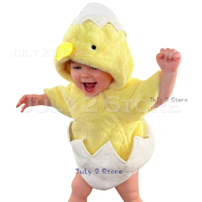 

Infant Baby Cosplay Costume Hooded Chickling Romper Halloween Party Funny Cute Bodysuit Plush Jumpsuit Dress up Chicken Outfit