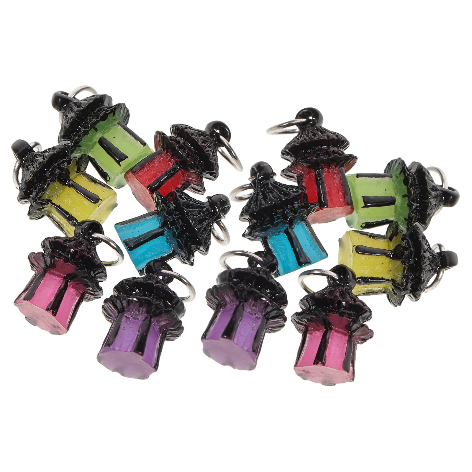 14Pcs Luminous Night Glow Lights Mini Garden Lanterns Resin Tiny Lamps for Fairy Garden Micro Landscape Christmas Decorations