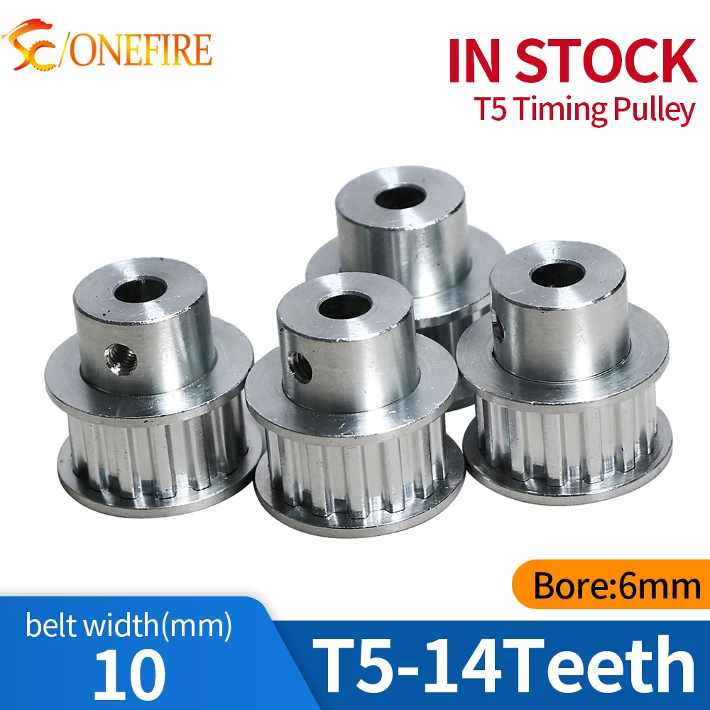

T5 14teeth bore 6mm timing pulley fit for T5 Timing belt width 10mm Aluminium alloy Tming pulley