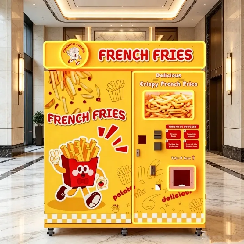 Fully Automatic Potato Fries Vending Machine Smart Fast Food Kiosk Self Service Touch Screen Cashless Payment Airports Hotels